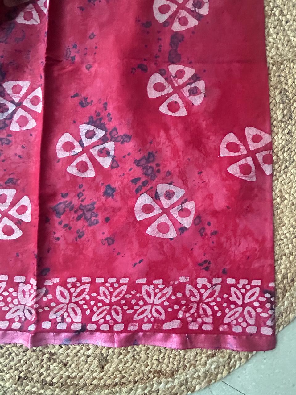 Bagalpuri Silk With Boutique Print Red Saree