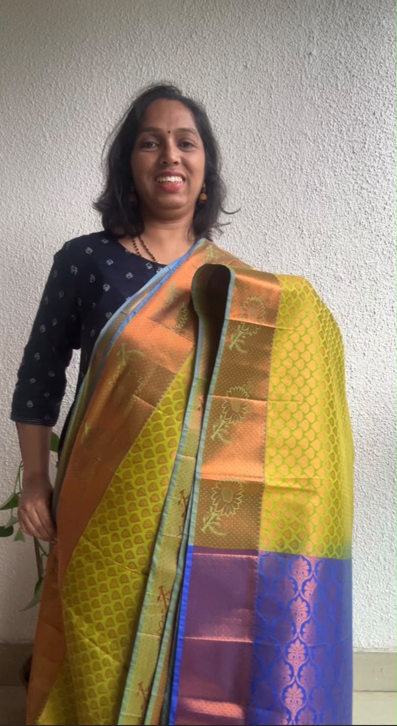 Semi silk lemon green saree